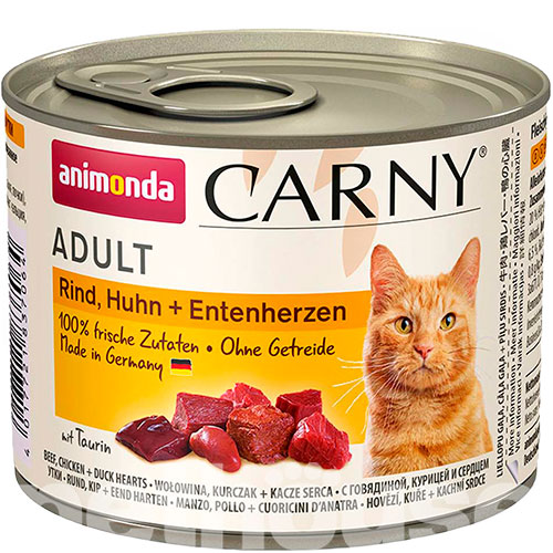 Animonda Carny для котів, з яловичиною, куркою та качиними сердечками, фото 2