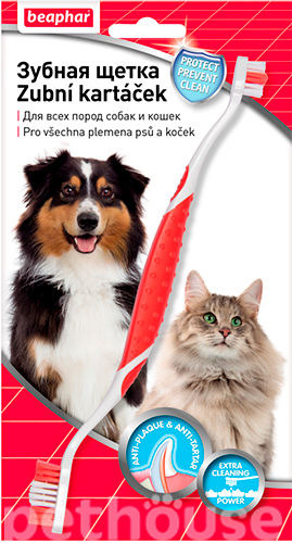 Beaphar Двостороння зубна щітка для собак і котів
