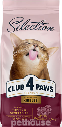 Клуб 4 лапы Premium Selection с индейкой и овощами для взрослых кошек