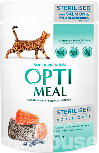 Optimeal Шматочки з лососем і чорницею для стерилізованих котів