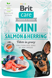 Brit Care Dog Mini Fillets In Gravy з лососем та оселедцем для стерилізованих собак