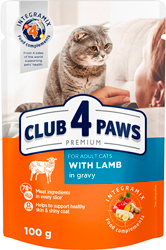 Клуб 4 лапы Premium с ягненком в соусе для кошек