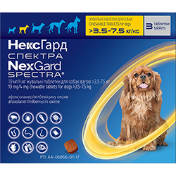 НексГард Спектра Таблетки от глистов, блох и клещей для собак от 3,5 до 7,5 кг