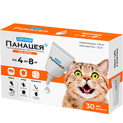 Superium Панацея Противопаразитарные капли для кошек весом от 4 до 8 кг
