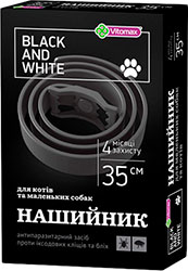 Vitomax Black & White Нашийник для котів і собак малих порід, чорний, 35 см