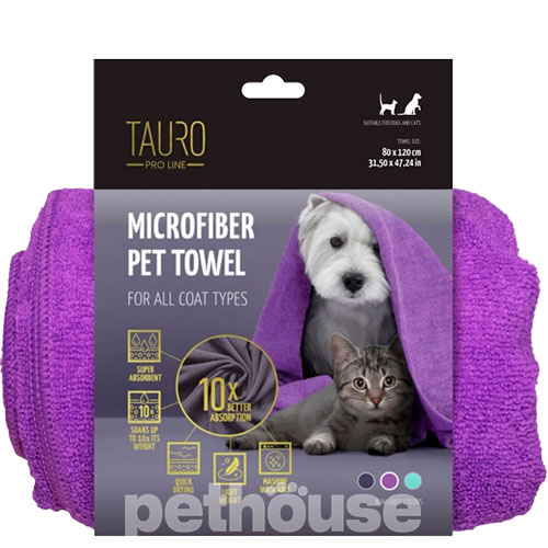 Tauro Pro Line Рушник для котів і собак з мікрофібри, фіолетовий, фото 2
